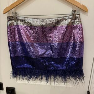Lovers + Friends Purple and Blue Sequin Mini Skirt